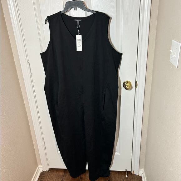 Eileen Fisher Black Lantern AKL Jumpsuit Plus Size 3X Organic Cotton